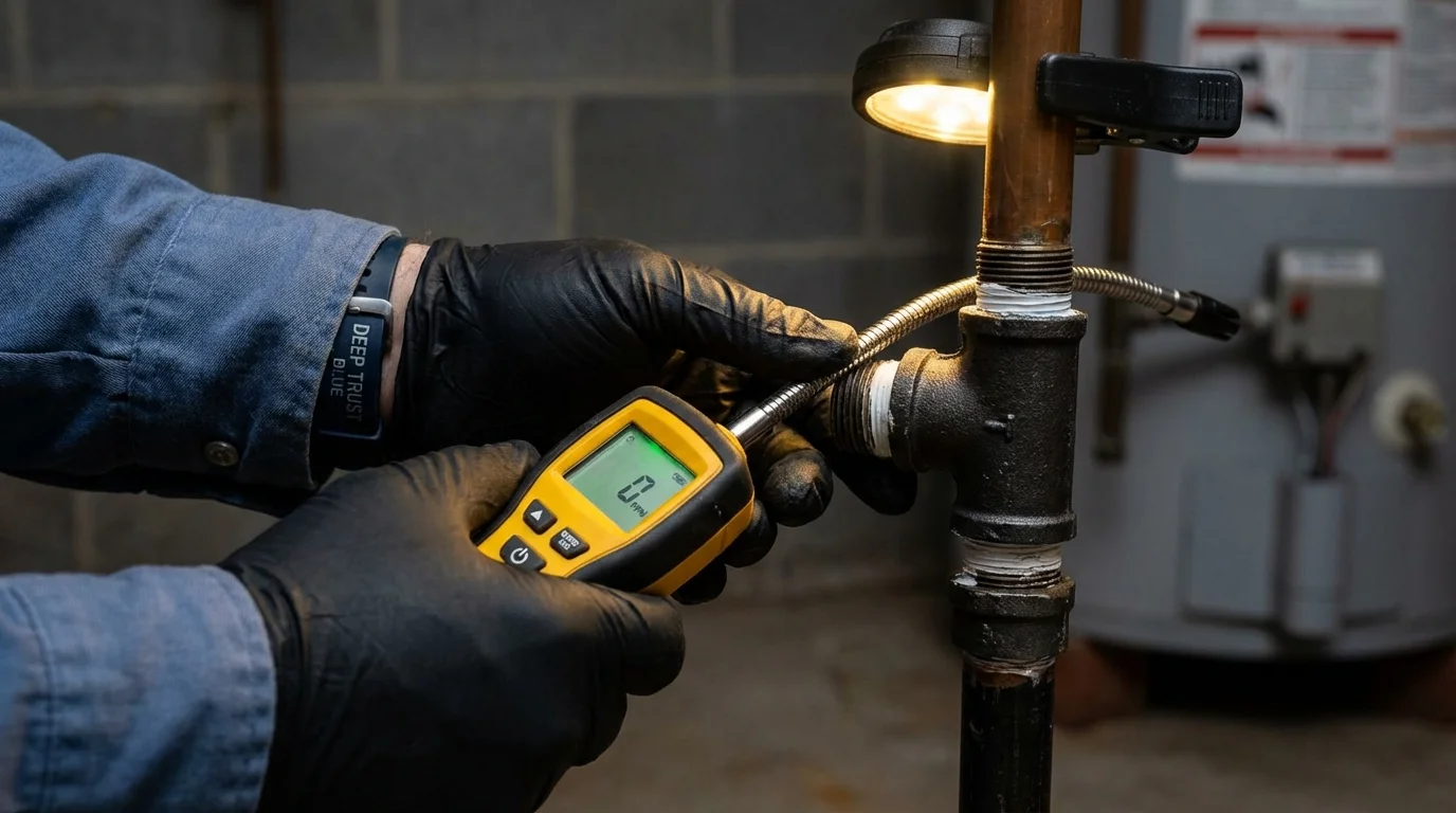 Gas leak detection with electronic sniffer by Johns Plumbing LLC in Kewaskum