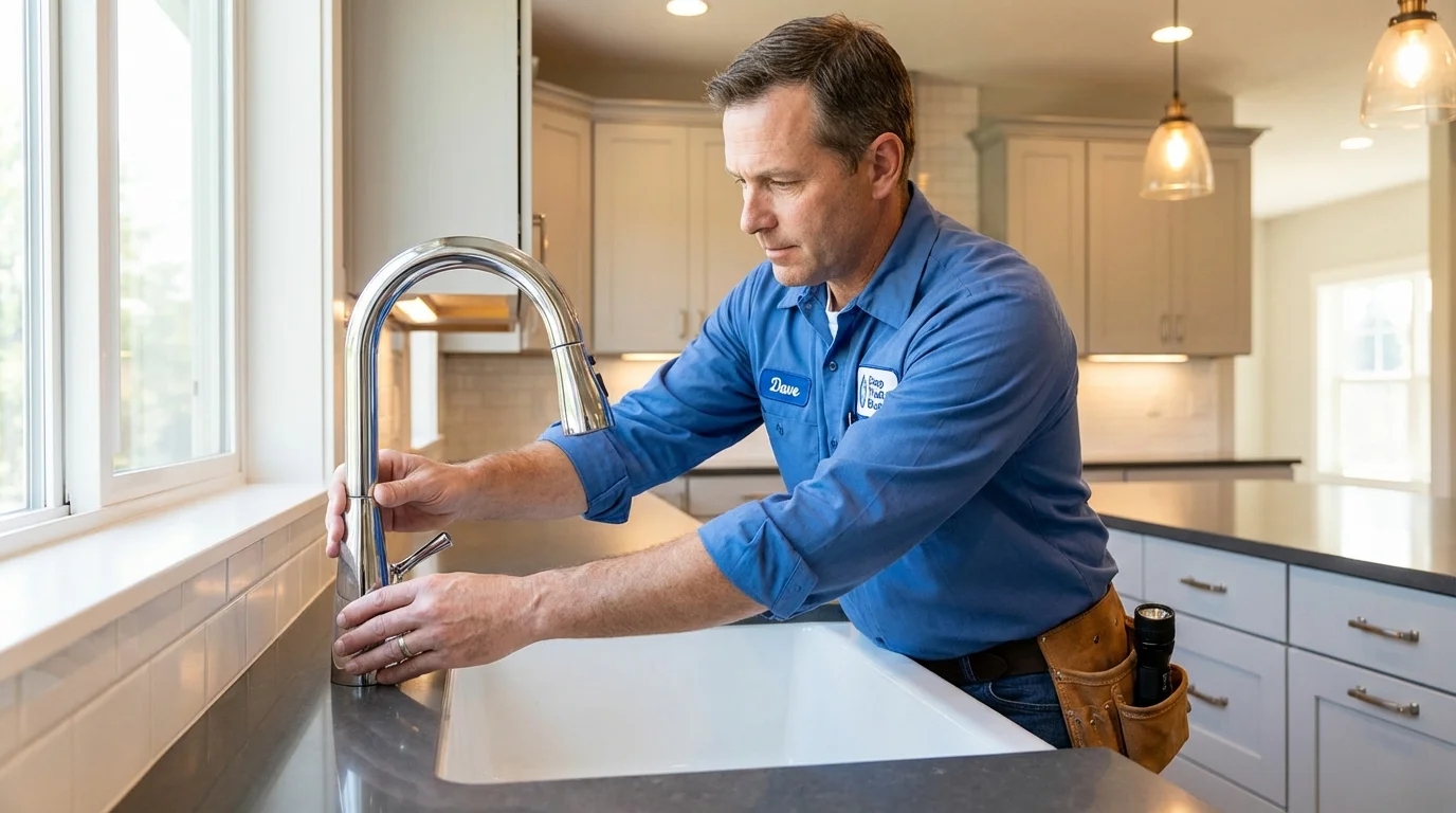 Kitchen faucet installation by Johns Plumbing LLC in Kewaskum